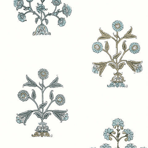 T10668 Indian Flower Spa Blue Wallpaper