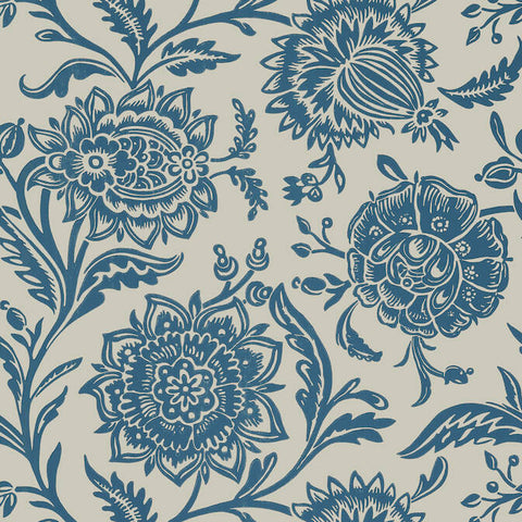 T13025 Rivera Blue on Flax Wallpaper
