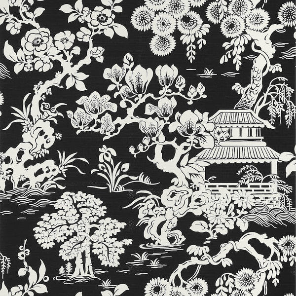 廃盤壁紙3本 T13308 Pavilion JAPANESE GARDEN Black wallpaper – wallcoveringsmart