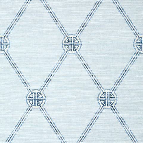 T13350 Pavilion TURNBERRY TRELLIS faux grasscloth blue wallpaper