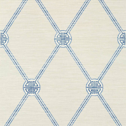 T13351 Pavilion TURNBERRY TRELLIS faux grasscloth  Beige Blue wallpaper