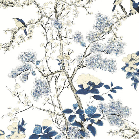 T13619 Katsura Blue and White Wallpaper