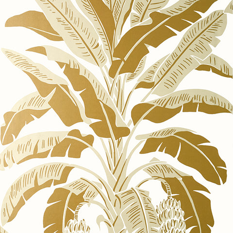 T13919 Banana Tree Metallic Gold Wallpaper