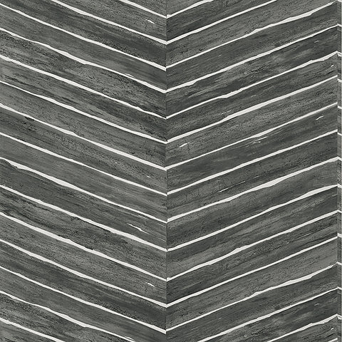 T14574 Wood Herringbone Charcoal Wallpaper