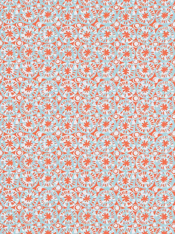 T15857 Sand Dollar Coral and Blue Wallpaper