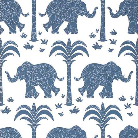 T16200 Elephant Navy Wallpaper