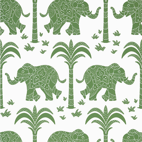 T16201 Elephant Green Wallpaper