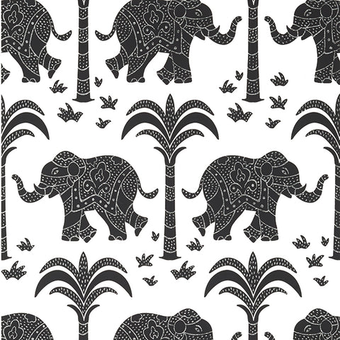 T16202 Elephant Black Wallpaper