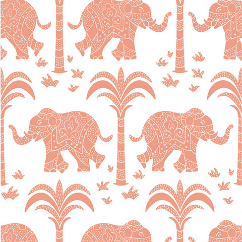 T16203 Elephant Coral Wallpaper