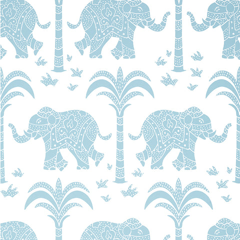 T16204 Elephant French Blue Wallpaper