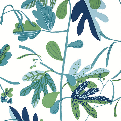 T16209 Matisse Leaf Green and Blue Wallpaper
