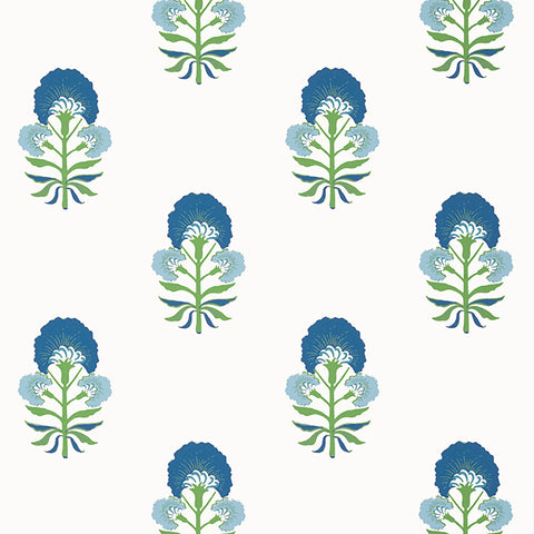T16215 Tybee Bud Green and Blue Wallpaper
