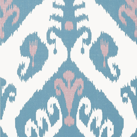 T16249 Indies Ikat Lavender and French Blue Wallpaper