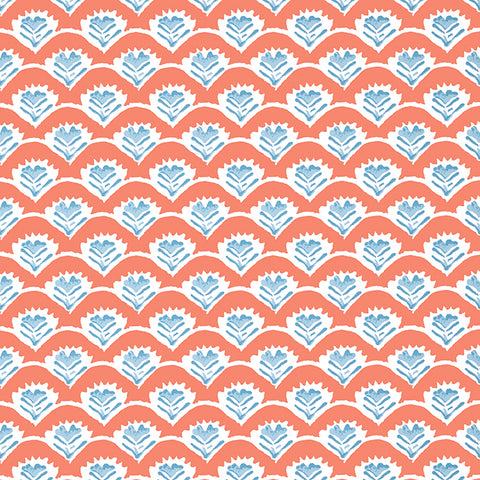 T16254 Emily Coral and Blue Wallpaper