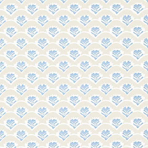 T16256 Emily Beige and Blue Wallpaper