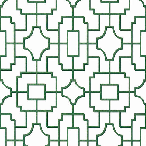 T20868 Fretwork Green Wallpaper