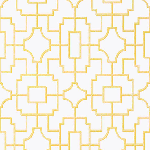 T20873 Fretwork Yellow Wallpaper