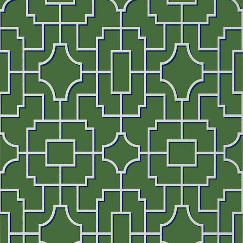 T20874 Fretwork Emerald Wallpaper