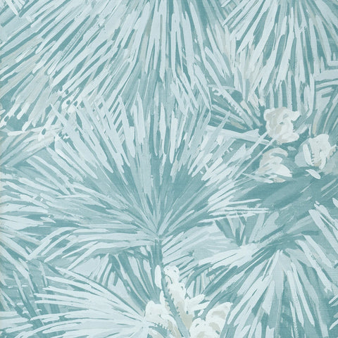 T34099 Palmier Palm Leaves Spa Blue Wallpaper