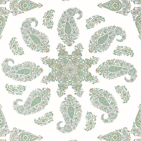 T36442 East India Green and White Wallpaper