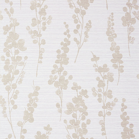T41052 Spring Blooms Metallic Pewter on Lavender Wallpaper