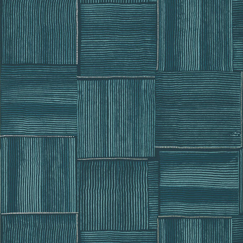 T422 Hayworth Turquoise and Blue Wallpaper