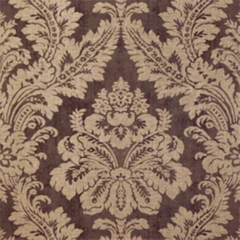 T6876 Argentina Damask Metallic on Dark Brown Wallpaper 