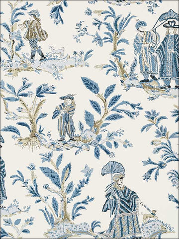 T72573 Royale Toile Blue Wallpaper