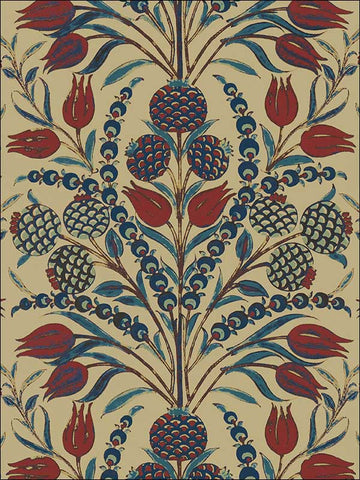 T72601 Corneila Red and Teal Wallpaper