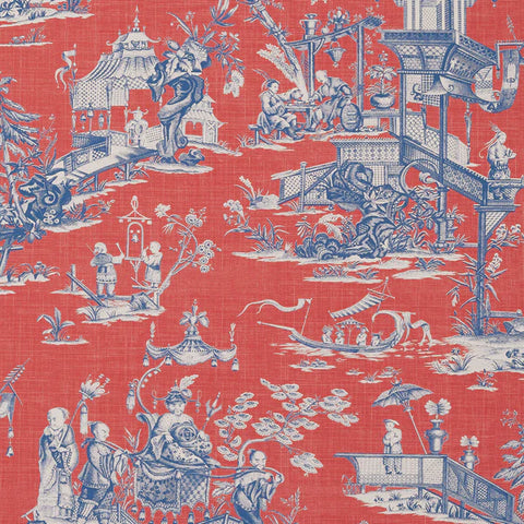 T75466 Cheng Toile Red Blue Wallpaper