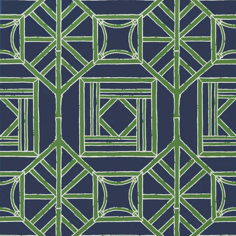 T75521 Shoji Panel Navy Green Wallpaper