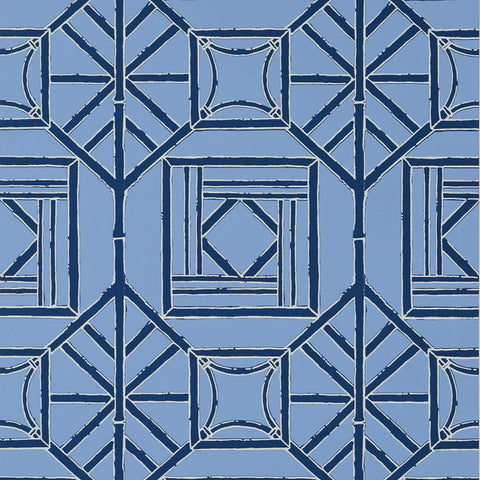 T75522 Shoji Panel Blue Navy Wallpaper