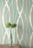 TA21104 Barbados Turquoise Metallic Silver White Wallpaper
