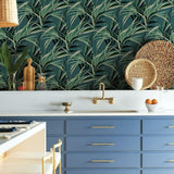 TC2607 Tropical Paradise Green Dark Teal Wallpaper