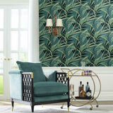 TC2607 Tropical Paradise Green Dark Teal Wallpaper