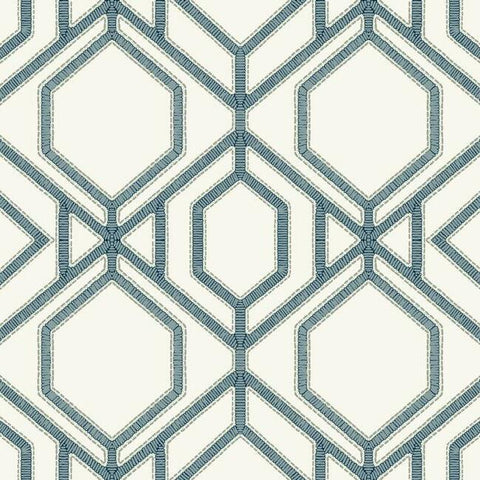 TC2634 Sawgrass Trellis White Blue Wallpaper