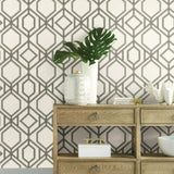 TC2635 Sawgrass Trellis White Taupe Wallpaper