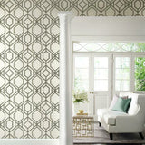 TC2635 Sawgrass Trellis White Taupe Wallpaper