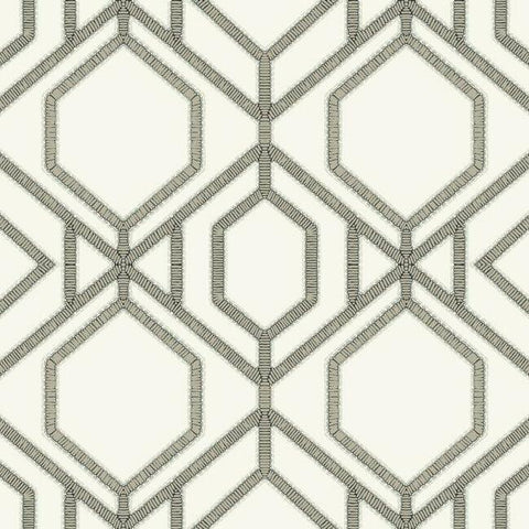 TC2635 Sawgrass Trellis White Taupe Wallpaper