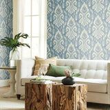 TC2644 Hawthorne Ikat Blue Wallpaper