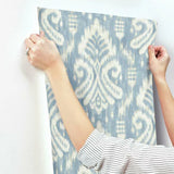 TC2644 Hawthorne Ikat Blue Wallpaper