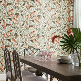 TC2652 Tropical Love Birds Gray Wallpaper