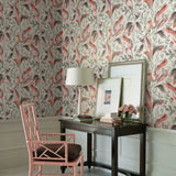 TC2652 Tropical Love Birds Gray Wallpaper