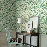 TC2654 Tropical Love Birds White Aqua Wallpaper