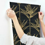 TC2674 Bird Of Paradise Black Gold Wallpaper