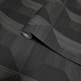 TC70600 Heavy vinyl Gray black square geometric 3-D illusion geo wallpaper rolls