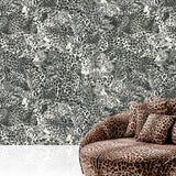 TCW007TCAHOUL030 Dolce & Gabbana charcoal black white cheetah leopard wallpaper textured roll