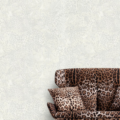 TCW007TCAHOUL041 Dolce & Gabbana white cheetah leopard wallpaper textured roll