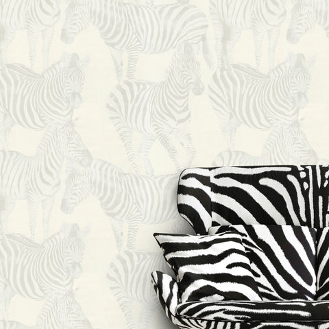 TCW007TCAHOUZ006 Dolce & Gabbana white zebra print wallpaper textured roll