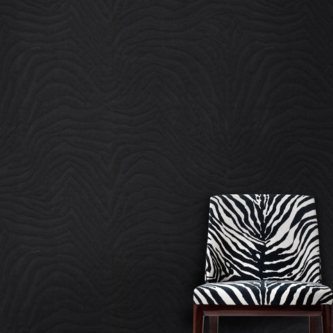 TCW007TCAI9UZ001 Dolce & Gabbana charcoal black zebra print wallpaper textured roll